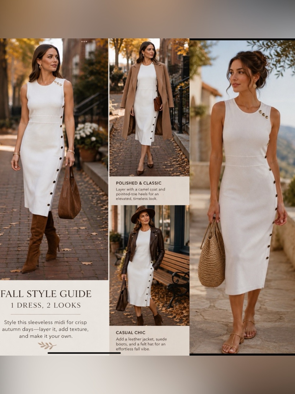 New York & Company White Knit Midi Dress Size Small Gold Button Elegant Casual